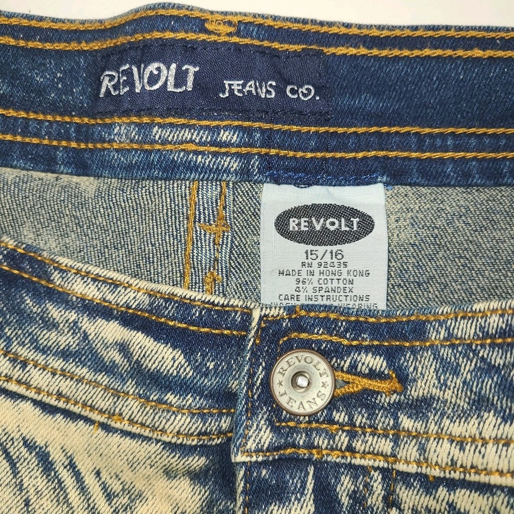 Revolt Jeans‎ Womens 15/16 Acid Wash Flare Jeans High Rise Stretch Y2K NWT - Picture 5 of 5
